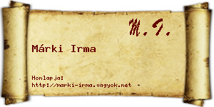 Márki Irma névjegykártya